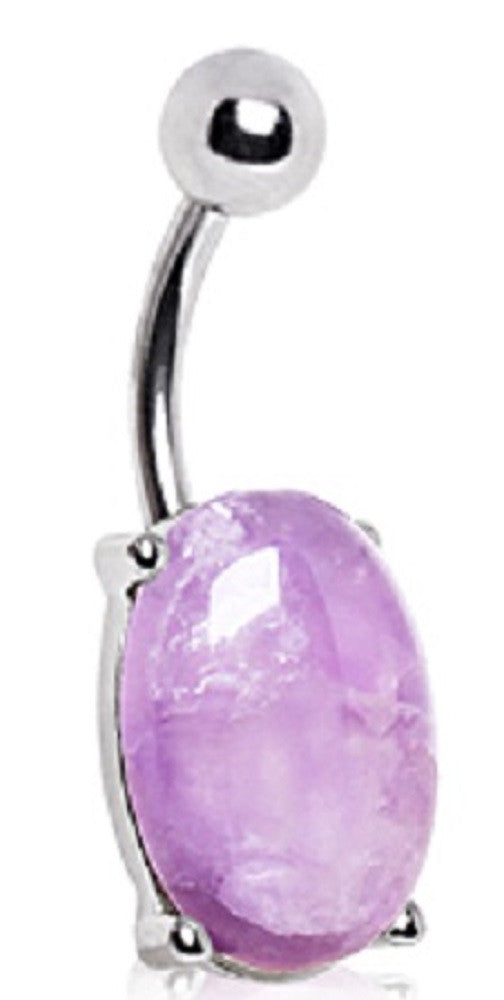 Belly Button Ring Navel 14g Prong Setting Amethyst Stone
