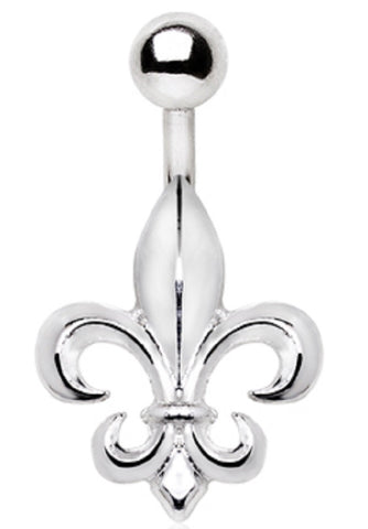 Belly Button Ring Navel 14g Fleur de Lis