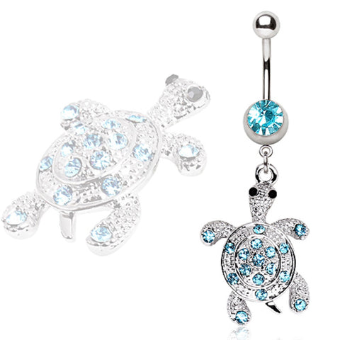 Belly Button Ring Navel 14g sea turtle Dangle