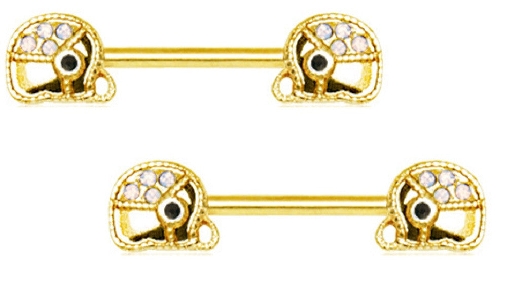 Nipple Ring Shield Gold Plated Jeweled Elephant Bar 14g