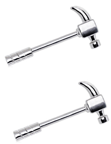 Nipple Ring Bar Shield Hammer Head and handle Pair