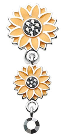 Belly Button Ring Navel 14g Beach Summer Sunflower Reverse Dangle