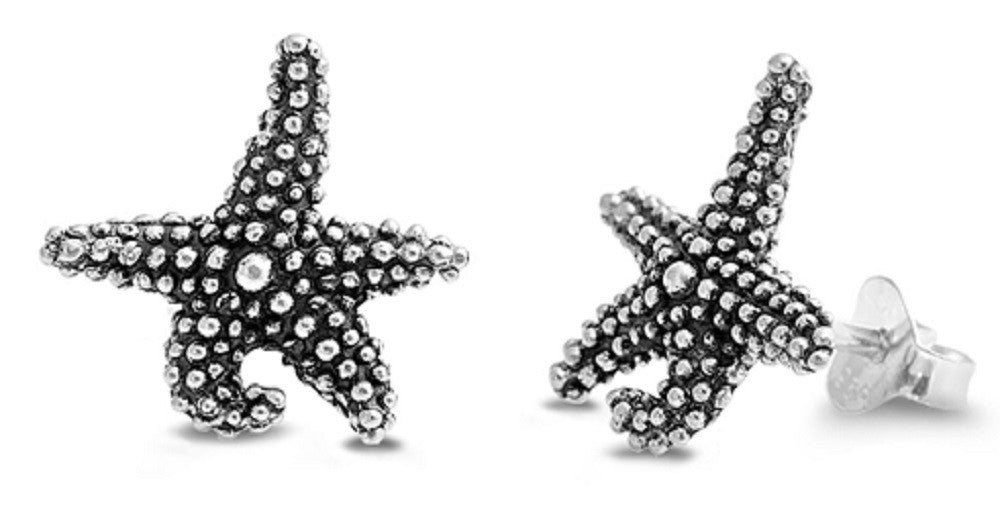 STERLING SILVER Silver Stud Earrings - Starfish