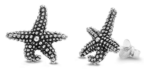 STERLING SILVER Silver Stud Earrings - Starfish