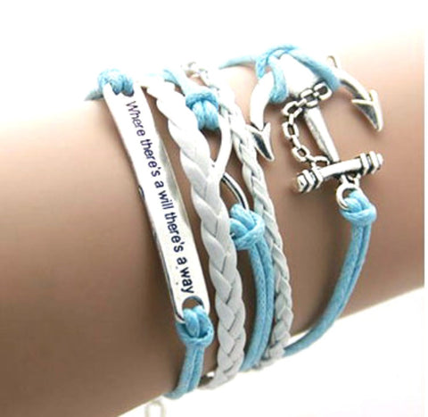 Infinity Bracelet Multi-layer Where there is a will there is a way Anchor