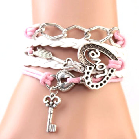 Love Bracelet Multi-layer Arrow Lock and  Key Heart Chain