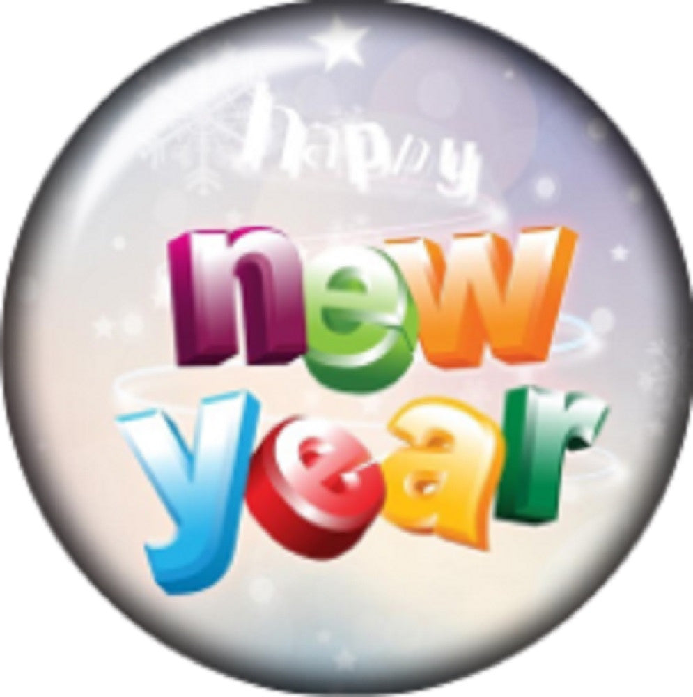 Snap button Happy New Year 18mm charm chunk interchangeable