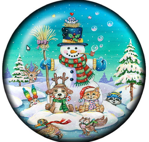 Snap button Snowman Pets Christmas 18mm charm chunk interchangeable