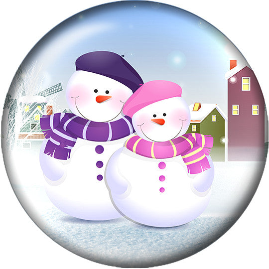 Snap button Snowman Snow Couple 18mm charm chunk interchangeable