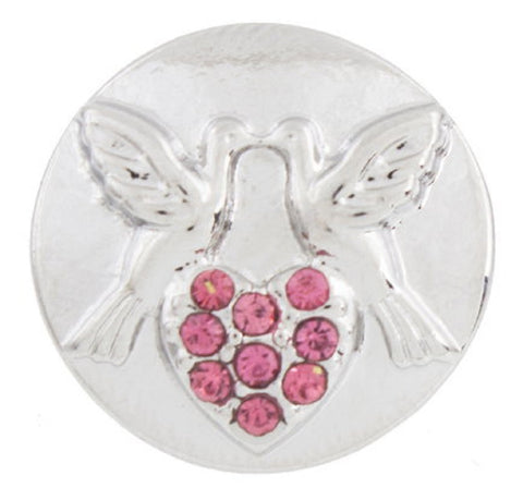 Snap button Love birds Valentine 18mm charm chunk