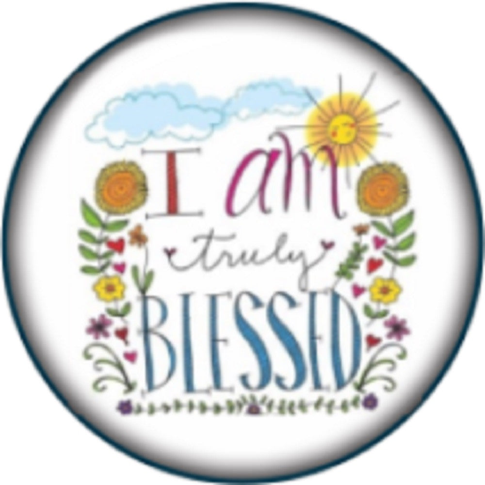 Snap Button  I am truly Blessed  18mm Cabochon chunk charm
