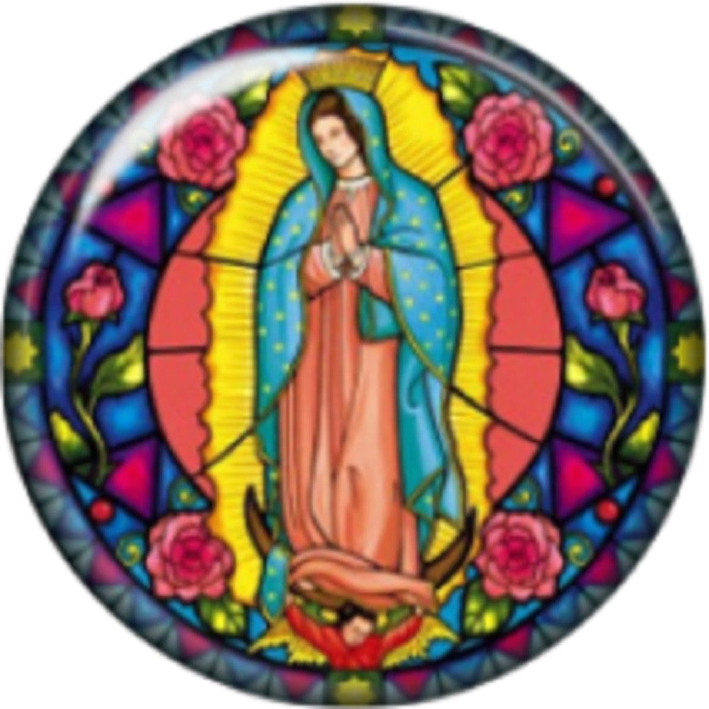 Snap button Stain glass look Virgin Mary 18mm Cabochon chunk charm