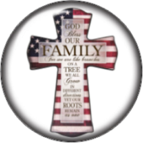 Snap button God Bless our Family   Cross 18mm Cabochon chunk charm