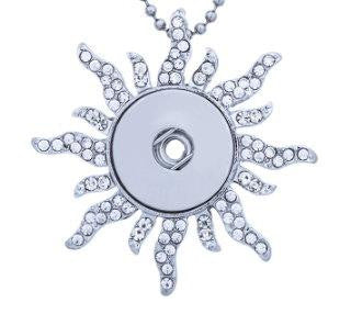 Snap Charm Holder Silver plated Crystal Unique Spark Sun Design fit for 18mm