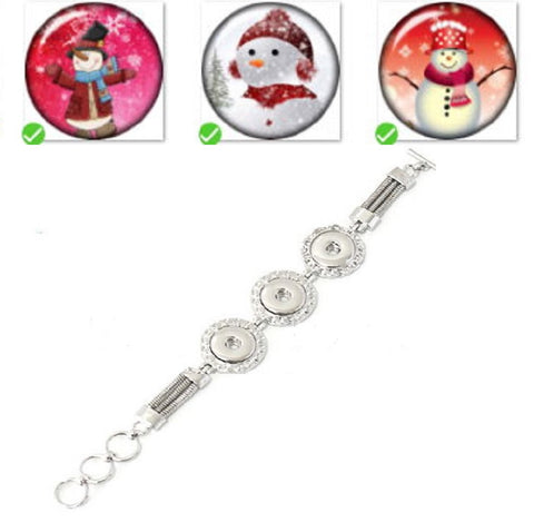 Bracelet Lobster Toggle Clasp 18mm Snap Buttons Snowman Collection