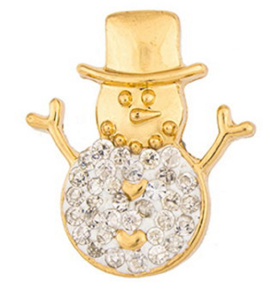 Snap button Crystal Gold Plated Snowman Interchangable Jewelry 18mm