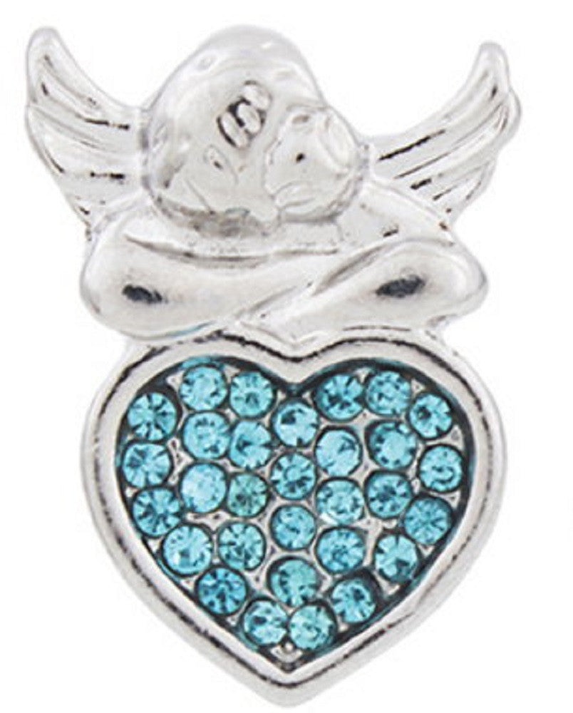 Snap button Crystal Angel Heart Interchangable Jewelry 18mm