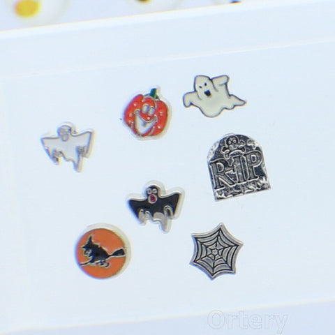 Halloween Themed Floating Charms for Living Glass Memory Locket  Set of 7