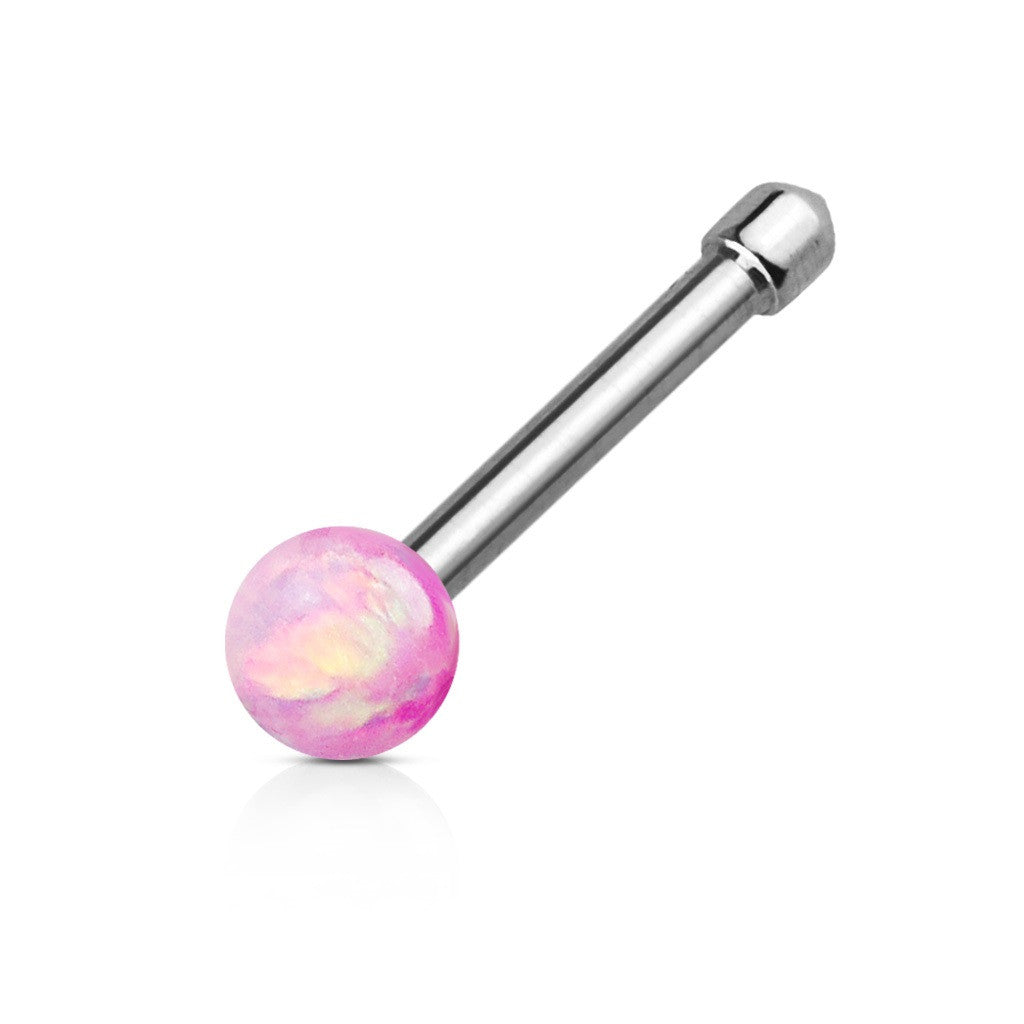 Nose Stud Opal Ball 316L Surgical Steel Bone Stud Rings 20g 1/4'' bar