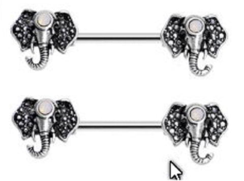 Nipple Ring Bars Elephant Body Jewelry Pair 14 gauge 9/16'''' bar pair