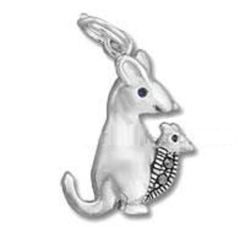 Sterling Silver  Kangaroo with Macasite Stone 20mm x 14mm