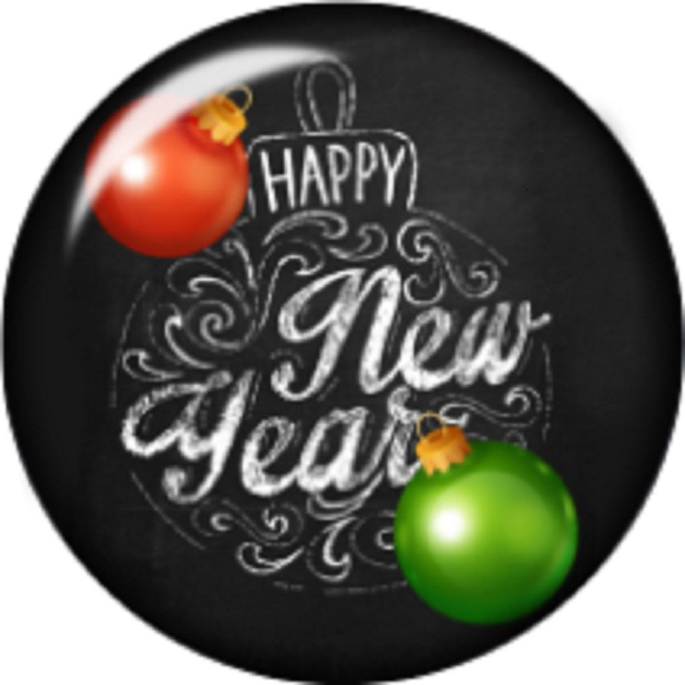 Snap button Happy New Year  18mm charm chunk interchangeable Holiday