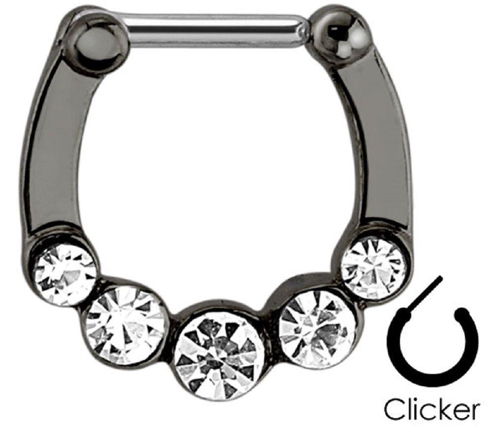 Five Gems Ion Plated 316L Surgical Steel Septum Clicker
