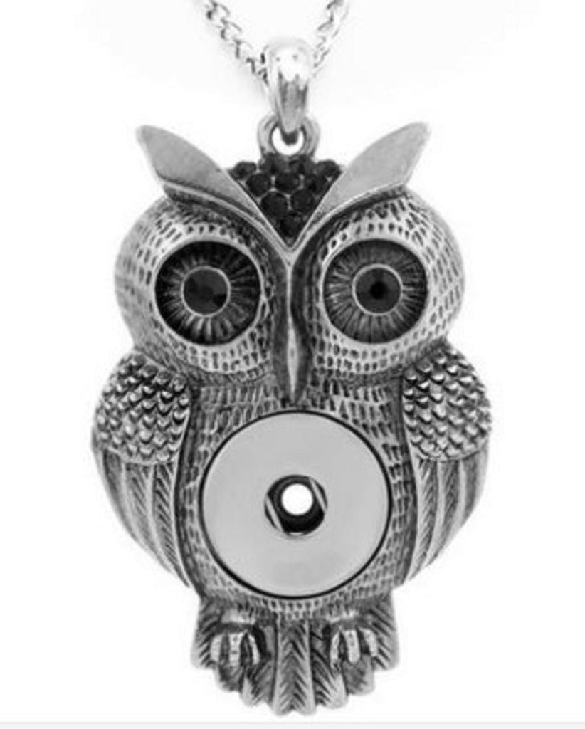 Pendant Interchangeable DIY Ginger Snaps Owl Filigree fit for 18mm Snap Button