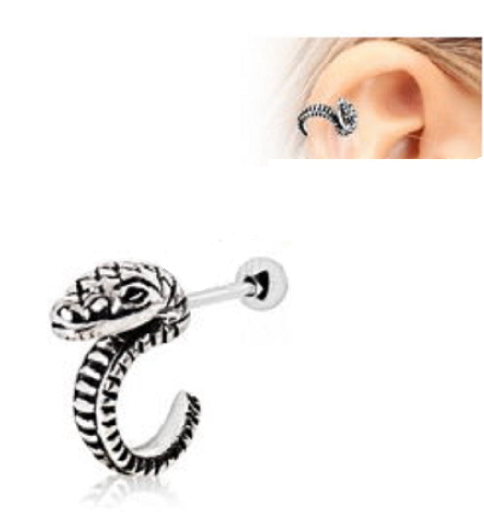 Snake  body jewelry piercing Cartiledge tragus  Ring 16g