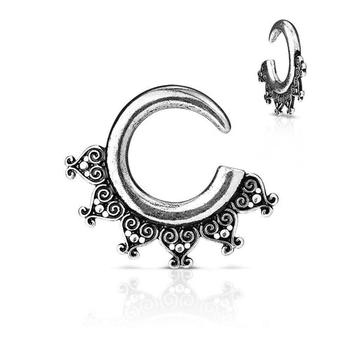Earrings Rings Tribal Antique Silver Plated Ear Spiral Taper - Sold as a pair 12G