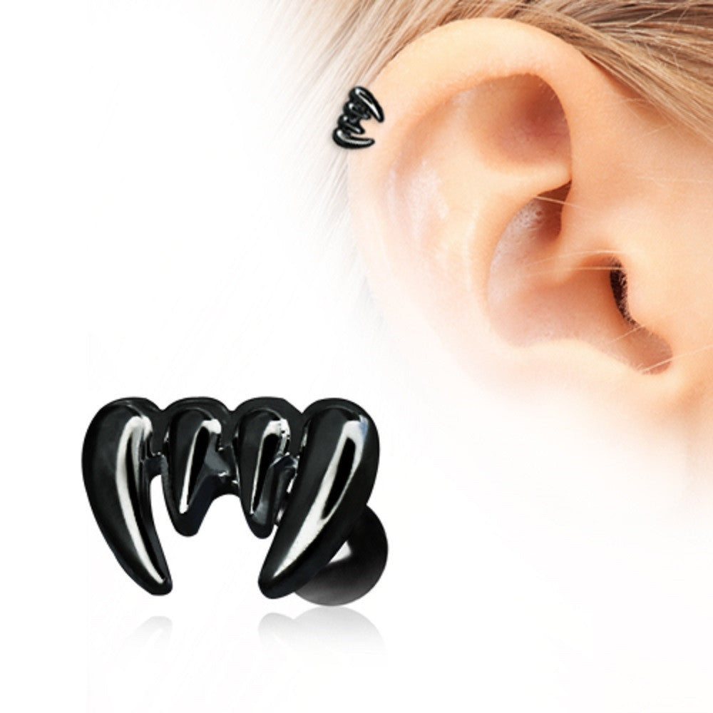 Tragus Black Vampire Fangs Cartilage Earring 16g Tragus