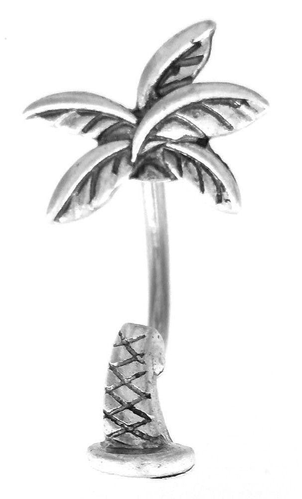 Belly Button Ring Navel Split Palm Tree 316L surgical steel Body Jewelry