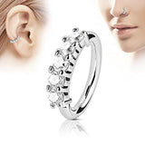 Nose Ring 20g 6mm Stainless Steel Nose Stud Hoop 5 CZ Lined ''L'' Bend