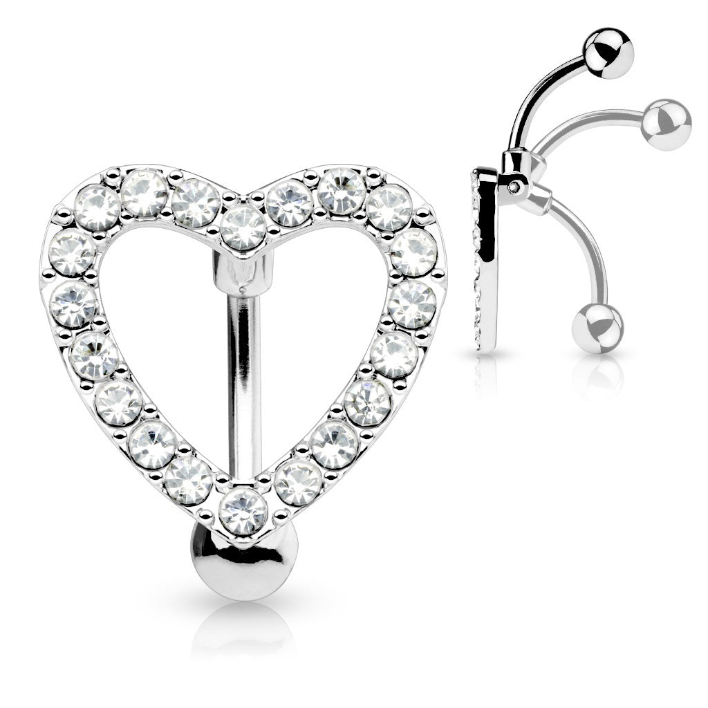 Belly Button Ring Navel Heart Reverse Body Jewelry 14 Gauge BV154
