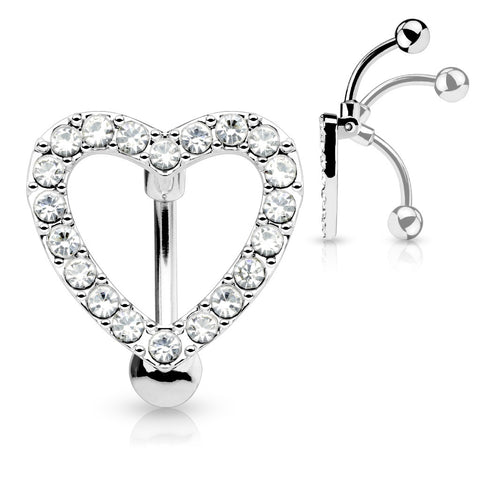 Belly Button Ring Navel Heart Reverse Body Jewelry 14 Gauge BV154