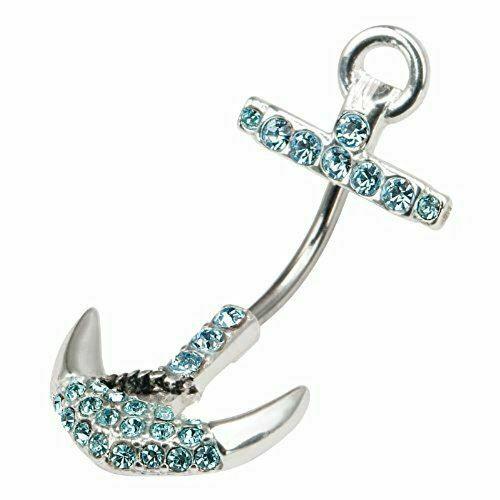 Belly Button Ring Navel Split Anchor CZ 316L surgical steel Navel Ring 14g