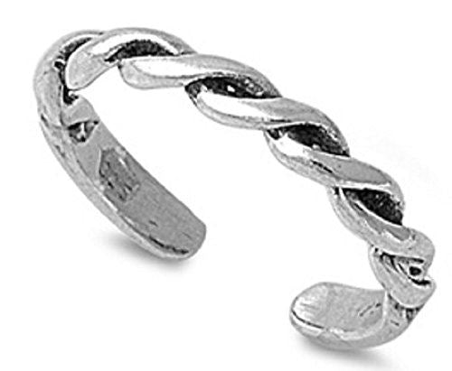 .925 Sterling Silver Toe Ring - Twist 4mm