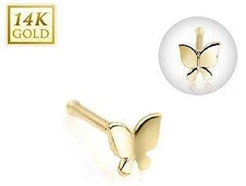 20ga 14kt Gold Silver Nose Stud with 5/16 Butterfly