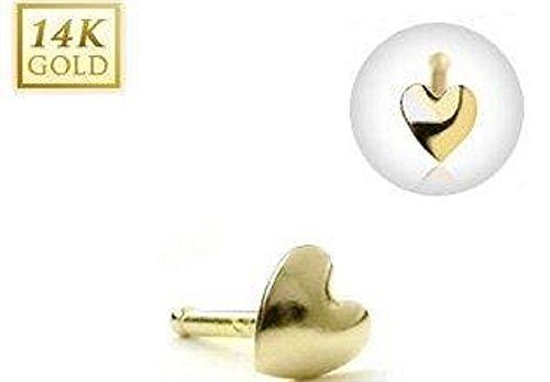 20ga 14kt Gold Silver Nose Stud with 5/16 Heart