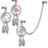 Surgical Steel Dangle Dream Catcher Double Cartilage/Tragus Ba