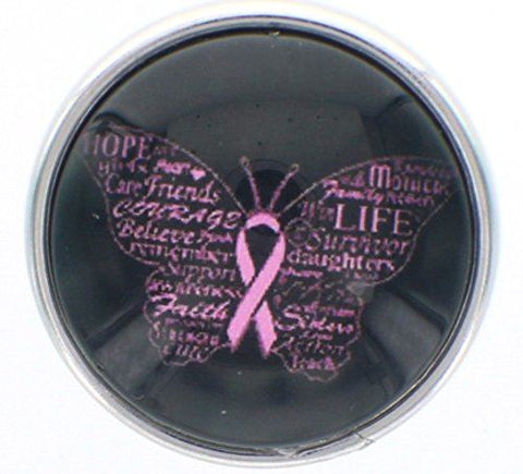 Body Accentz 18mm Snap Charm Button Interchangeable Jewelry Butterfly Cancer Awa