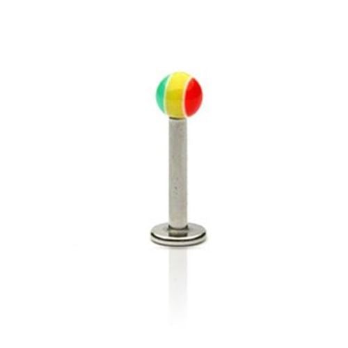 Body Accentz 316L Surgical Stainless Steel Labret/Monroe with UV Rasta Striped B