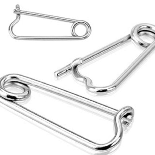 Body Accentz 316L Surgical Steel Safety Pin Nipple Rings Sold as a Pair 16g [Jew