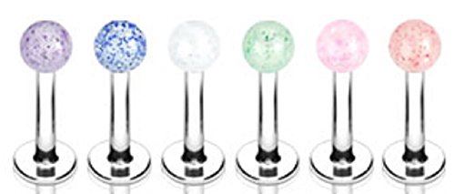 Body Accentz 6 Ultra Sparkle Ball Labret Monroe Lip Chin Cheek Ring 14g