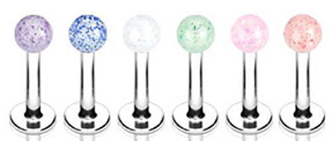 Body Accentz 6 Ultra Sparkle Ball Labret Monroe Lip Chin Cheek Ring 14g