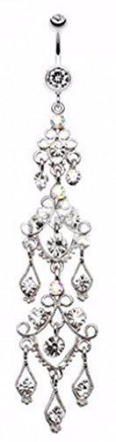 Body Accentz Belly Button Ring Navel Super Long 4" Body Jewelry Dangle 14 Gauge