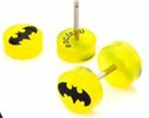 Body Accentz Earrings Ring Fake Cheater Plug Taper Glow 18g Ear Pair Batman Bat