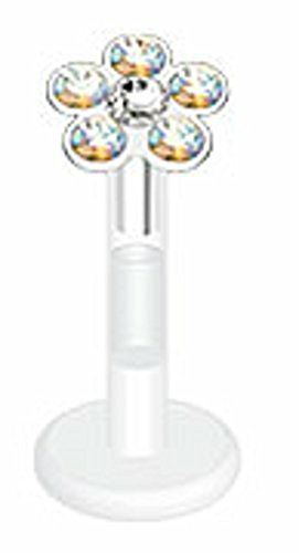 Body Accentz Flower Cut Press-fit Cz Gem Bio-Flex Shaft Labret Monroe 16g 5/16"