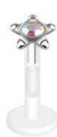 Body Accentz Flower Multi Press-Fit CZ Gems Bio-Flex Shaft Labret Monroe 16G 5/1