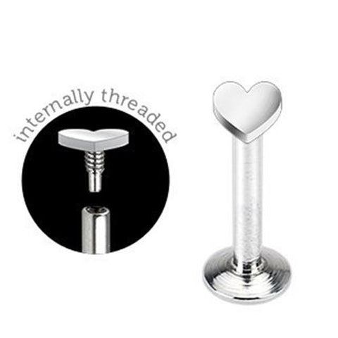 Body Accentz Labret Monroe 16 Gauge 316l Stainless Steel Heart Shaft HO447